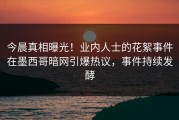 今晨真相曝光！业内人士的花絮事件在墨西哥暗网引爆热议，事件持续发酵