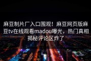 麻豆制片厂入口围观！麻豆网页版麻豆tv在线观看madou曝光，热门真相揭秘评论区炸了