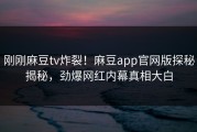 刚刚麻豆tv炸裂！麻豆app官网版探秘揭秘，劲爆网红内幕真相大白
