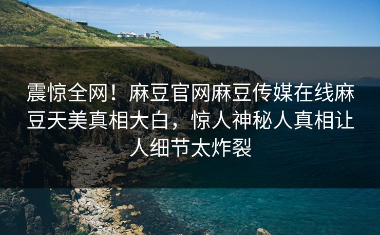 震惊全网！麻豆官网麻豆传媒在线麻豆天美真相大白，惊人神秘人真相让人细节太炸裂