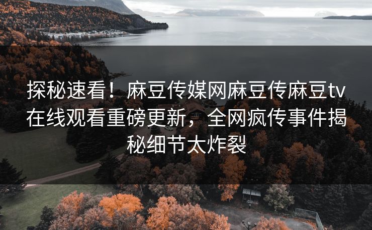 探秘速看！麻豆传媒网麻豆传麻豆tv在线观看重磅更新，全网疯传事件揭秘细节太炸裂