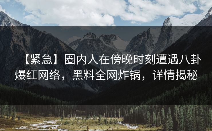 【紧急】圈内人在傍晚时刻遭遇八卦爆红网络，黑料全网炸锅，详情揭秘
