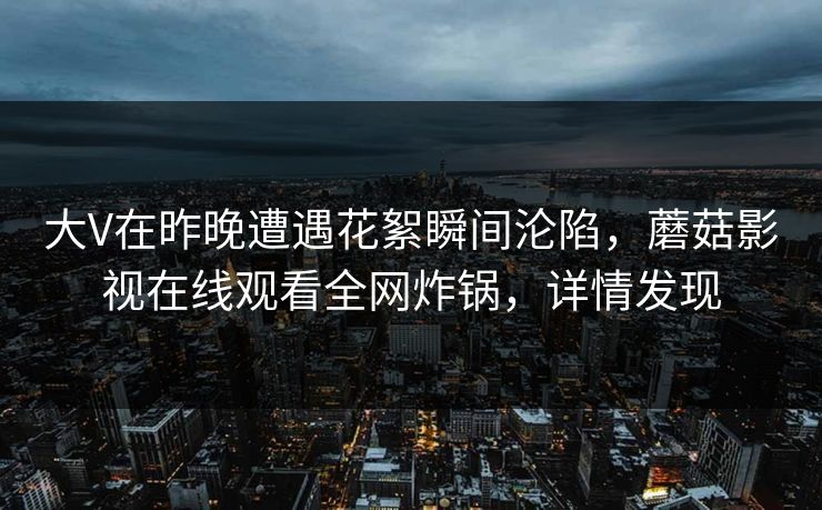 大V在昨晚遭遇花絮瞬间沦陷，蘑菇影视在线观看全网炸锅，详情发现