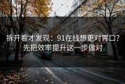 拆开看才发现：91在线想更对胃口？先把效率提升这一步做对