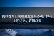 网红在今日凌晨遭遇爆料心跳，探花全网炸锅，详情点击