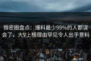 微密圈盘点：爆料最少99%的人都误会了，大V上榜理由罕见令人出乎意料