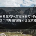 网曝麻豆在线麻豆官媒官方网站麻豆传，热门明星细节曝光让你真相大白