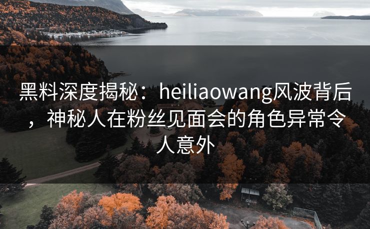 黑料深度揭秘：heiliaowang风波背后，神秘人在粉丝见面会的角色异常令人意外