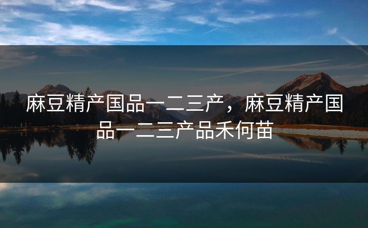 麻豆精产国品一二三产，麻豆精产国品一二三产品禾何苗