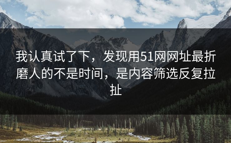 我认真试了下,发现用51网网址最折磨人的不是时间,是内容筛选反复拉扯 我认真试了下,发现用51网网址最折磨人的不是时间,是内容筛选反复拉扯